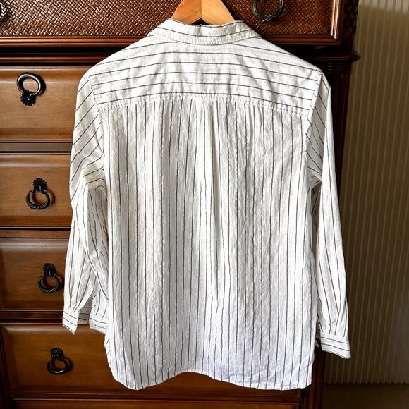 Westbound Women´s Stripe Buttondown cotton Minimalist neutral Top size PL - Picture 12 of 12